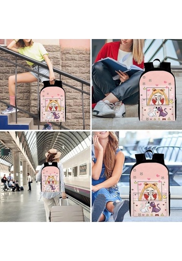 Trendooze Uygun, Siyah Siyah Sırt Seyahat, Sailor Organizasyon Moon Kawaii Karikatür, İş İnç İle, İçin, Genç, Dizüstü Çoklu Cf58 Çantası, Çalışması Bölmeleri Bilgisayara 15.6 Av Siyah