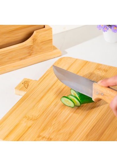 Porsima 16668 Piero Bambu 3'lü Standlı Kesme Tahtası Kesim Panosu