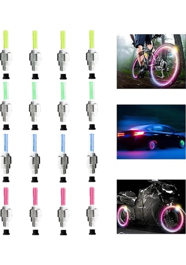 Suofeng 16'lı Araba Bisiklet Motosiklet Led Jant Işığı - Hareket Halinde Aydınlatır, Gece Görünürlüğünü Artırır 4 Mavi 4 Yeşil 4 Sarı 4 Kırmızı