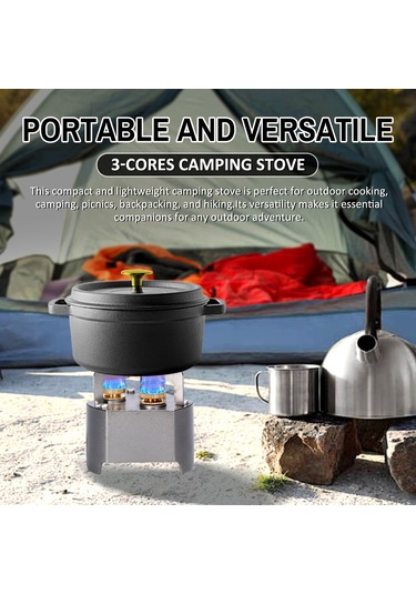 Jeehugo Outdoor Kamp Stovesi 3 Alevli 11800w, Taşınabilir, Yüksek Güç, Isıtma Kontrolü, Gri Çok Renkli