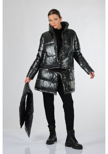 Rugu Siyah Kadın Mont Tr8208 S 001