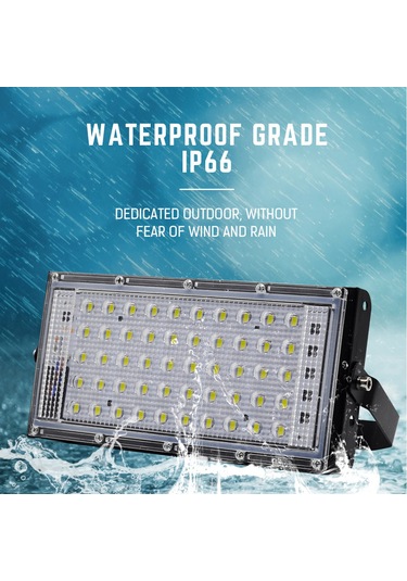 Konesam 50w Rgb Led Projeksiyon Lambası Ip66 Su Geçirmez 6500k Soğuk Beyaz Dış Mekan Feneri Pil Yok Serin Beyaz