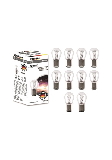 Wolfram Ampul 12V 21W 1016 Çift Duy Şaşı P21/5W BAY15D 10 ADET
