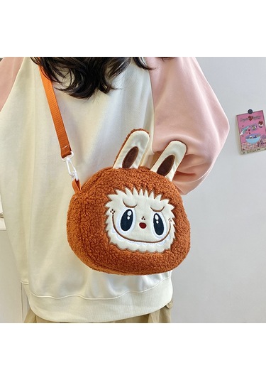 Snapbuy Labubu Tasarımlı Peluş Çapraz Çanta Turuncu