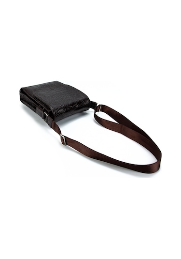 Postacı Hakiki Deri Kroko Kahverengi Çanta Kangaroo 3122