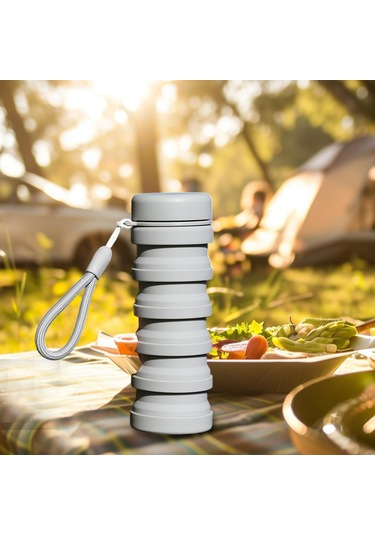 Suntek Dağcılık Kamp Seyahat Için Katlanabilir Su Şişesi Gri