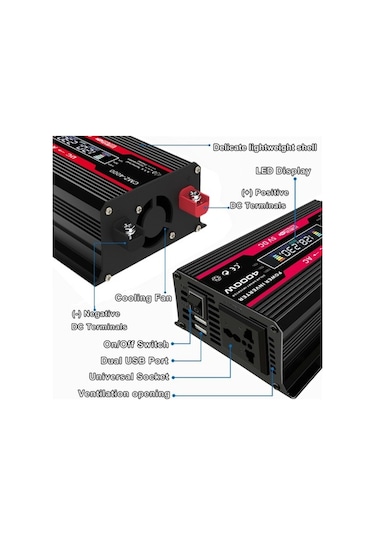 4000w Tepe Güç Değiştirilmiş Sinüs Dalgası İnvertörü Led Ekran 300w Nominal Güç İnvertörü Dc