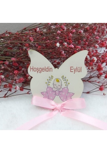 Kelebek Şekinde Balon Baskılı Ahşap Bebek Magnetleri Uv (30 Adet)