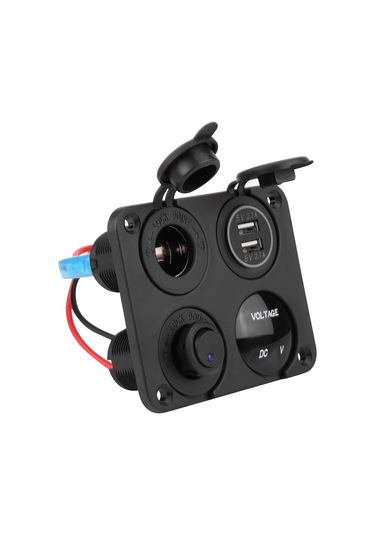 Geeroyoo 12-24v Araç Usb Şarj Cihazı, Voltmeter Ve Isıtıcı Soketi İle Kombinli Panel Yeşil Işık , Su Ve Toz Dayanıklı, Evrensel Uyumlu