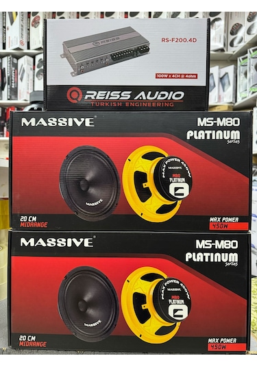 Massive İki Takım 20cm Midrange Rs-f200.4 4 Kanallı 4x100rms Oto Anfi