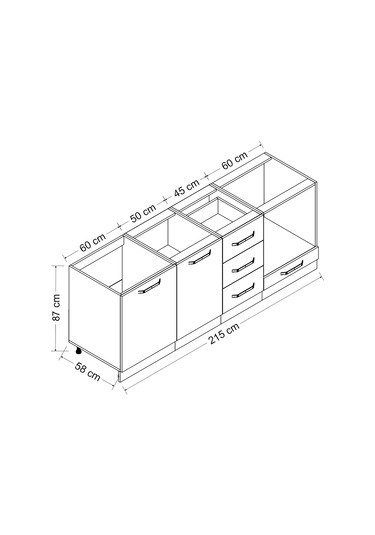 Minar 215 Cm Mutfak Dolabı Beyaz Dore 215-d3