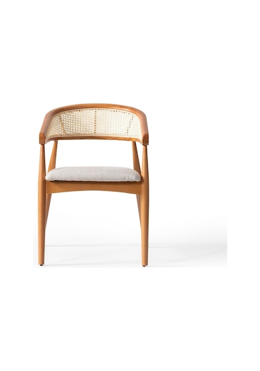 Perge İskandinav Natural Ahşap Masa Sandalye Takımı 90x90 Meşe - Beyaz