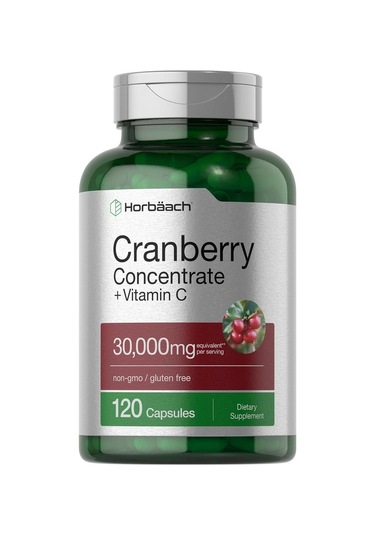 Horbäach Cranberry Concentrate Extract Pills + Vitamin C 30,000 Mg 120 Kapsül