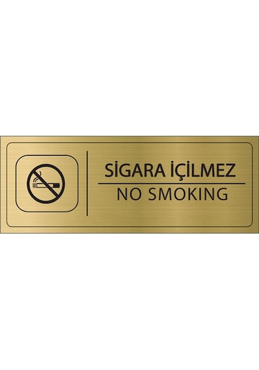 Sigara İçilmez İsimlik Altın Metal Kapı İsimliği Levhası Yönlendirme Tabelası