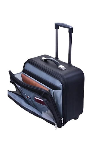 Küçük Boy Valiz Kabin Boy Valiz Pilot Valiz Çekmeli Evrak Çantası Siyah