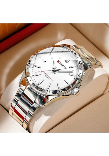 Curren 8452 Çelik Saat Basit İş Saatı Su Geçirmez Erkek Moda Takvim Stokta Çok Renkli