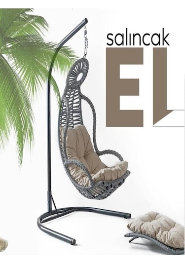 Elit Bahçe Ve Balkon Salıncağı Tek Kişilik Antrasit Antrasit