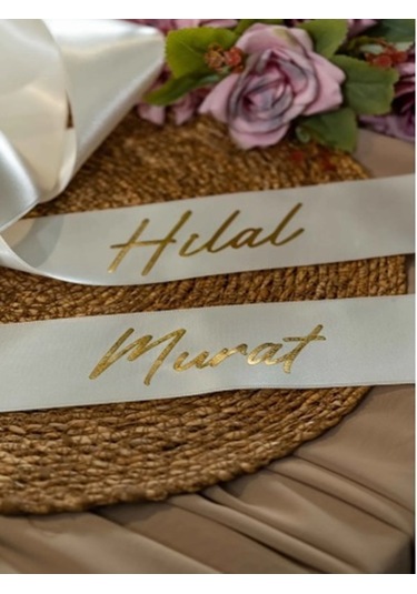 Gelin Damat Isimli Tören Takı Kurdelesi 2 Adet B-37