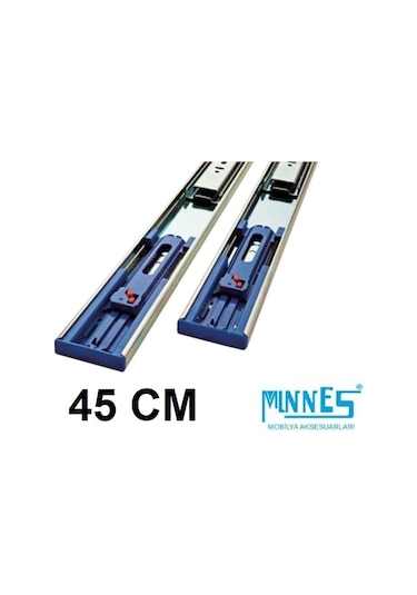 Minnes 45 cm Tam Açılım Teleskopik Frenli Mobilya Çekmece Rayı