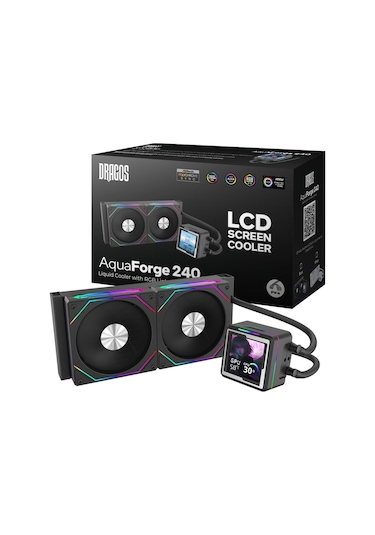 Aquaforge V2 240mm Siyah Argb Lcd Ekranlı İşlemci Sıvı Soğutucu-133817