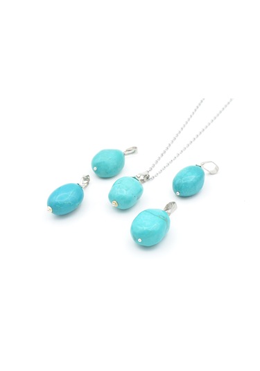 Murty99 Hakiki Doğal Firuze Turkuaz Taşı Kolye Ucu Turkuaz