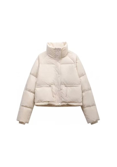 Kış Kadın Kısa Moda Pamuk Ceket Rahat Kadın Sıcak Tutan Kaban Küçük Arkadaş Büyük Boy Beyaz