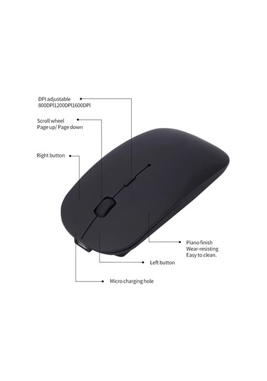 Sessiz Çift Tıklama Özelliğine Sahip 2,4 Ghz Kablosuz Bluetooth Fare