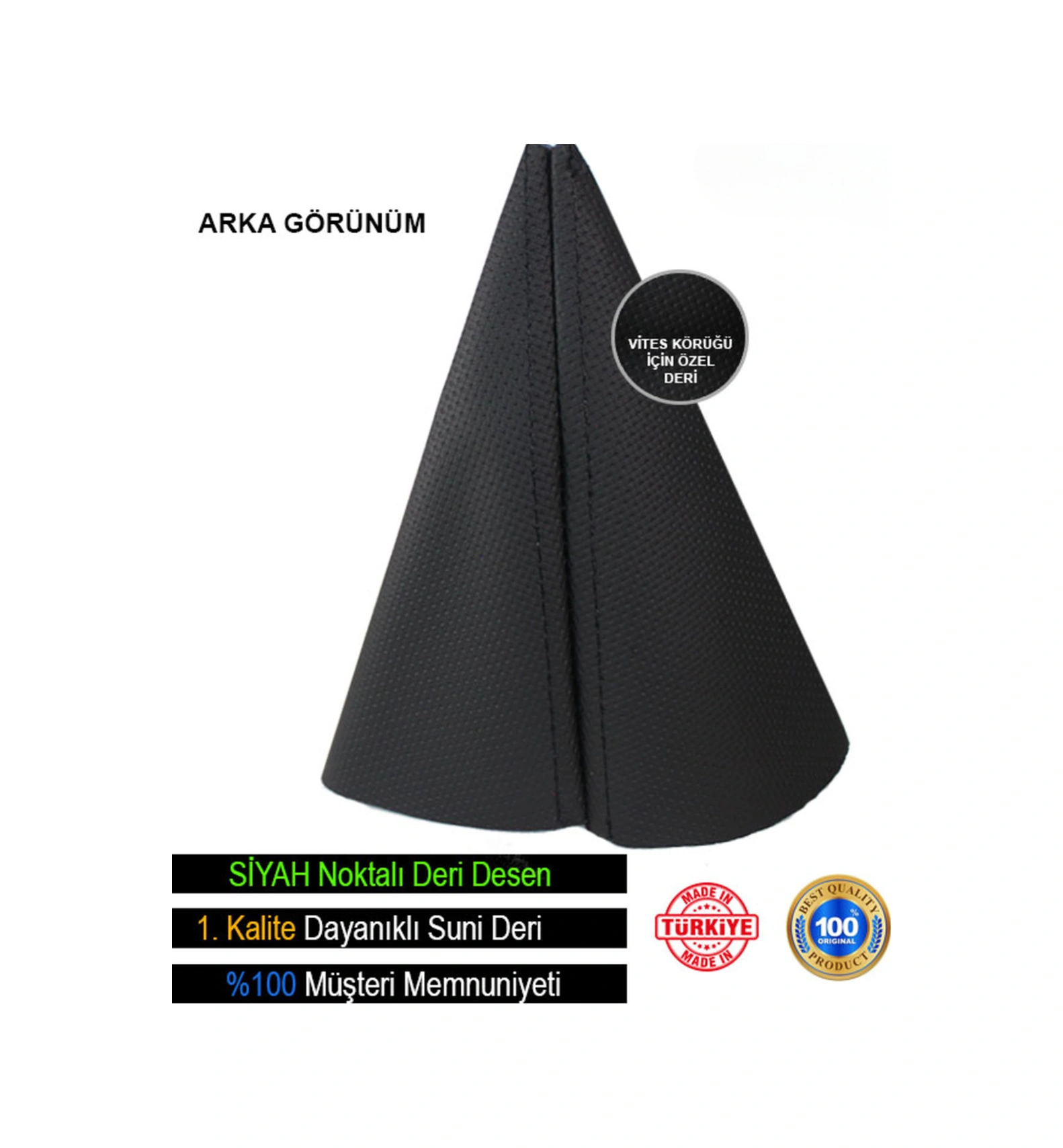 Skoda Rapid Siyah Nokta Desenli Deri Spor Dikiş Vites Körüğü Çok Renkli
