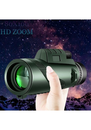 80x100 Hd Zoom Tek Göz Monoküler Teleskop Taşınabilir Dürbün Yeşil