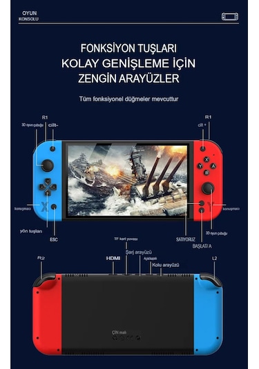 G90 7 İnç Ips Hd Ekran Oyun Konsolu Linux İşletim Ve Çoklu Sistem Emülatörü Arcade Oyun Konsolu