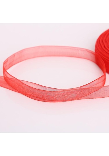 Kırmızı 50 Yards/rulo Dıy Organze Kurdele Hediye Paketleme 12mm Parti Düğün Dekorasyon Kumaşı