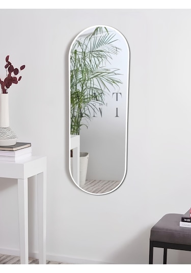Model Alfa Dekoratif Ayna Duvar Aynası Konsol Aynası Mdf Elips Ayna 120x50 120 X 50 Beyaz