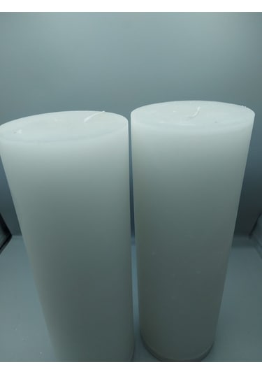 11 Gün Yanma Süreli Çap:10 Cm Boy:30 Silindir Mum Cm Soya Parafinli Beyaz, Dekoratif Mum Beyaz