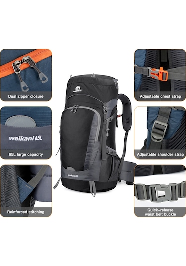 Ranyeek 65l Nilon Montaj Masağı, Su Geçirmez Outdoor Kamp Hiking Sırt Çantası, Yağmur Korumalı Çok Renkli