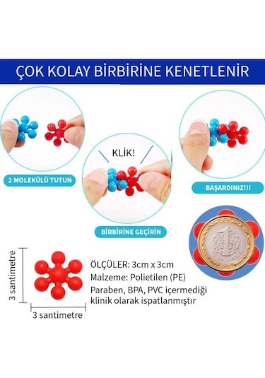 Kar Tanesi Eğitici Yaratıcı Molekül Stem Eğitimi Uyumlu 5 Renk 12