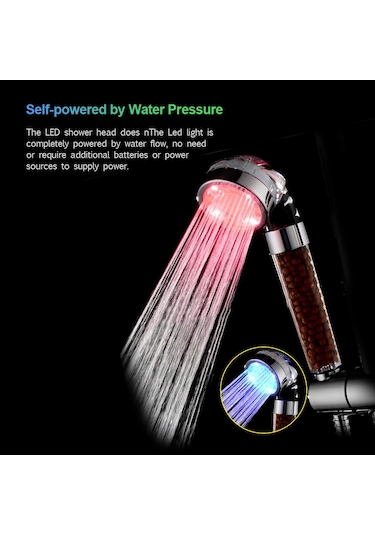 Yifomall Renk Değiştiren Led Duş Başlığı - Negatif İyonlu Su Arıtma Ve Sıcaklık Göstergeli Çok Renkli