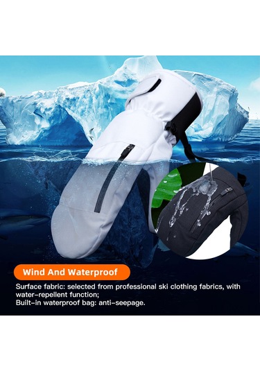 Wezone Kış Sporları İçin Su Geçirmez Ve Dokunmatik Ekran Uyumlu Tek Parmak Kayak Eldiveni - Beyaz Xl Beyaz