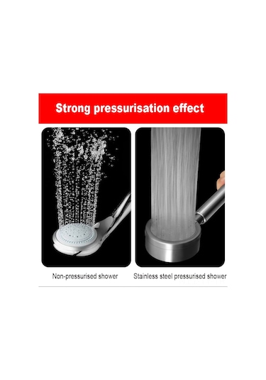 Teltree 304 Paslanmaz Çelik Duş Başlığı, 1.5m Boru Ve Delmezsiz Tutucu İle Artırılmış Basınçlı, Kolaysık Yıkama Ve Kurulum, Modern Stil Banyo Aksesuarı Diğer