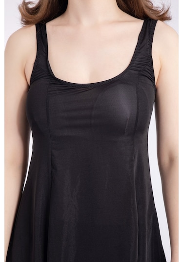 Kadın Düz Askılı Etekli Elbise Mayo Siyah-siyah 30660 - 1 Siyah