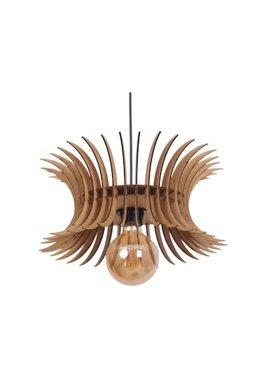 Vedemo Tekli Sarkıt Moon Rustik Ahşap Avize