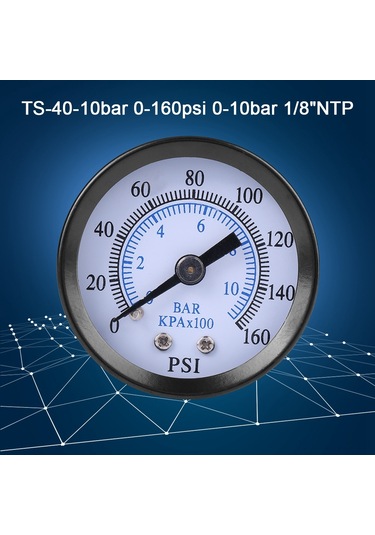 Wezone 40mm Metal Basınç Ölçer, 0-10bar/0-160psi Çift Ölçek, 1/8" Npt Teli, Mini Boyutlu Ve Okunması Kolay