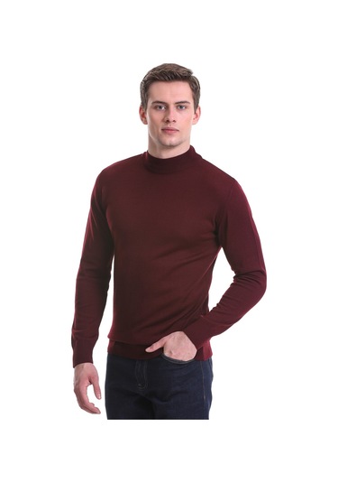 Hatemoğlu Bordo Regular Fit Düz Yarım Balıkçı Yaka Yünlü Triko Kazak 34271 Bordo