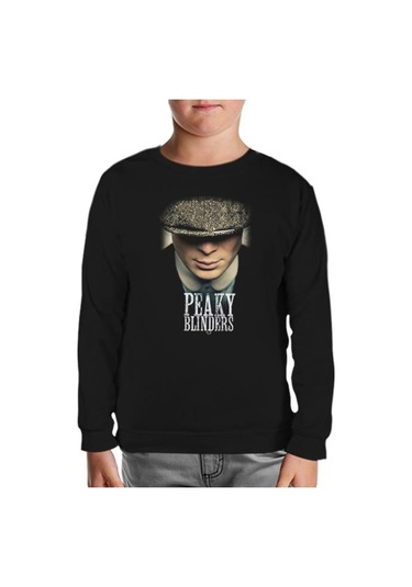 Peaky Blinders - Button Siyah Çocuk Sweatshirt Siyah