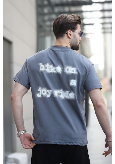 Madmext Füme Baskılı Basic Erkek Tişört E7150 Füme