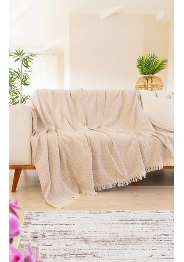 Tabu Home Dokuma Cozy Comfort Bej Koltuk Örtüsü