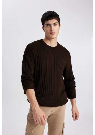 DeFacto Relax Fit Bisiklet Yaka Basic Düz Triko Kazak B9723AX24SPBN497