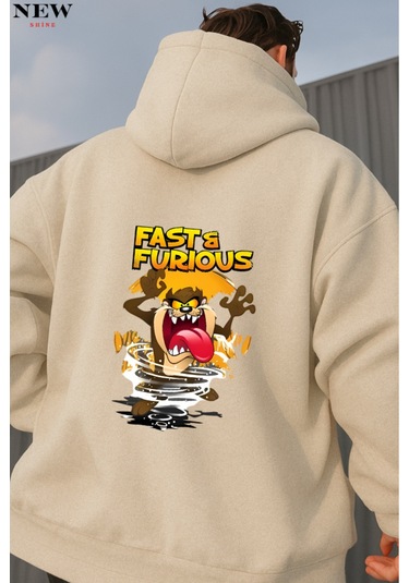 Fast Furıous Baskılı Sweatshirt Taş Rengi
