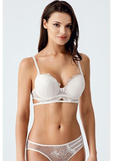 Luw 6114 Ekru Dolgulu Sütyen Külot 2Li Takım Ekru