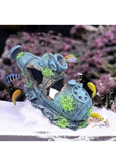 Teltree "balık Akvaryumu İçin Gerçekçi Gemi Batığı Dekoru - Doğal Görünümlü Reçine Tasarım"
