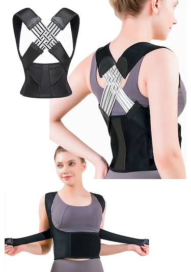 Kadın Ayarlanabilir Dik Duruş Korsesi Duruş Düzeltici Korse Siyah